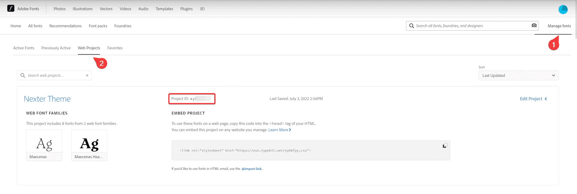How to Use Adobe Fonts in WordPress for FREE? adobe fonts project id