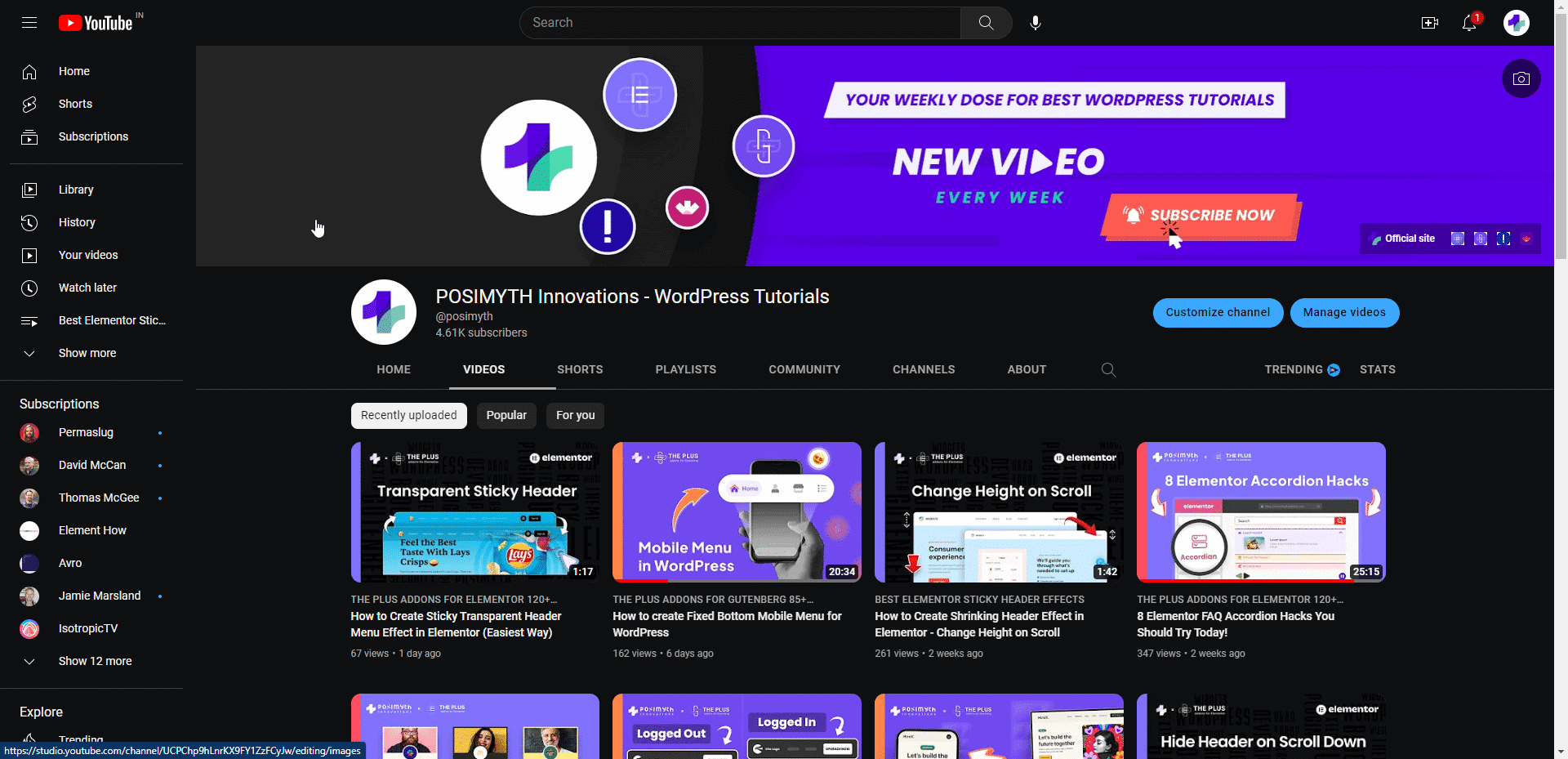 11 Best WordPress Video Hosting Solutions YouTube channel page example