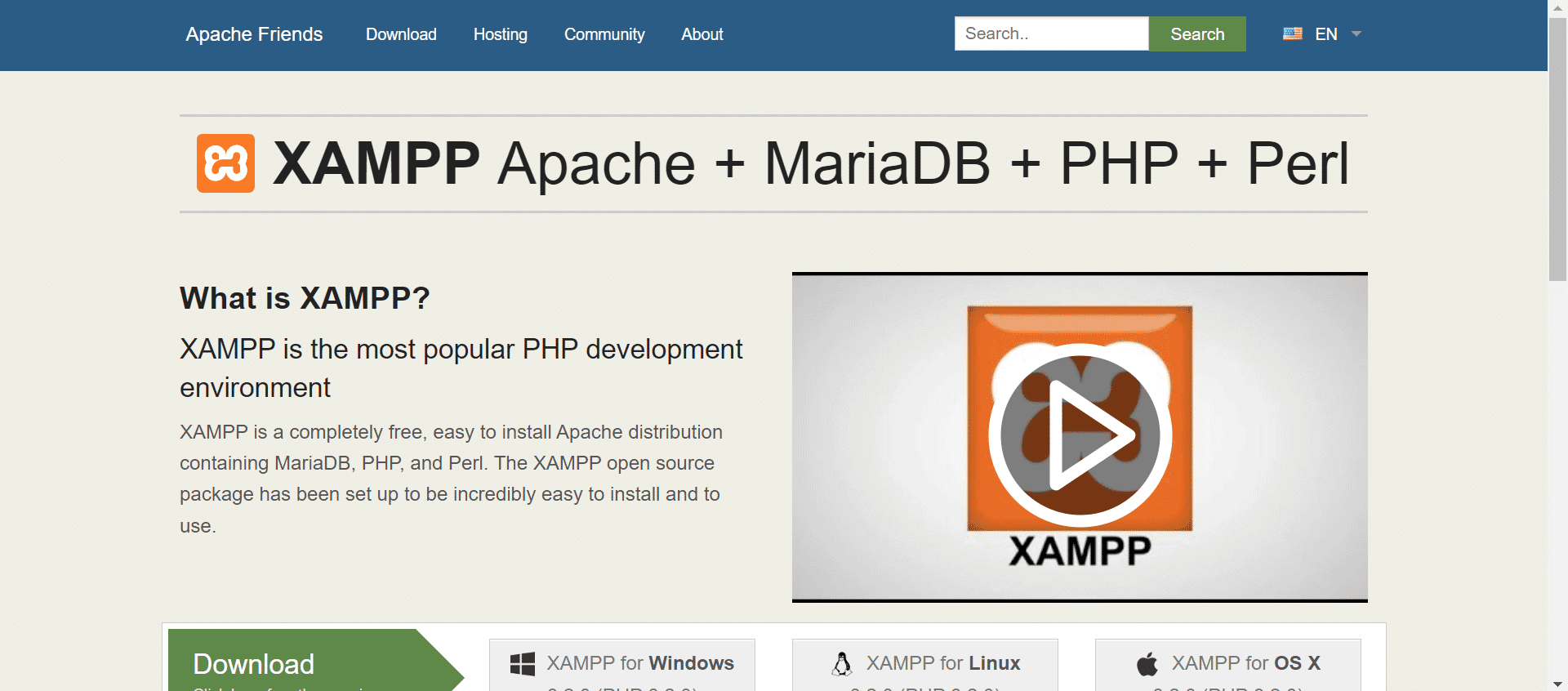 XAMPP control panel with Apache and MySQL modules running