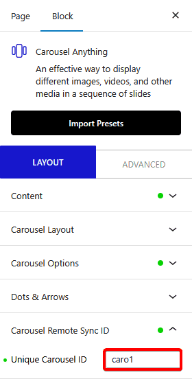 How to connect a Carousel with WordPress Tabs?