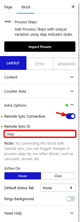 How to connect Process Steps with Carousel Anything Block in WordPress?