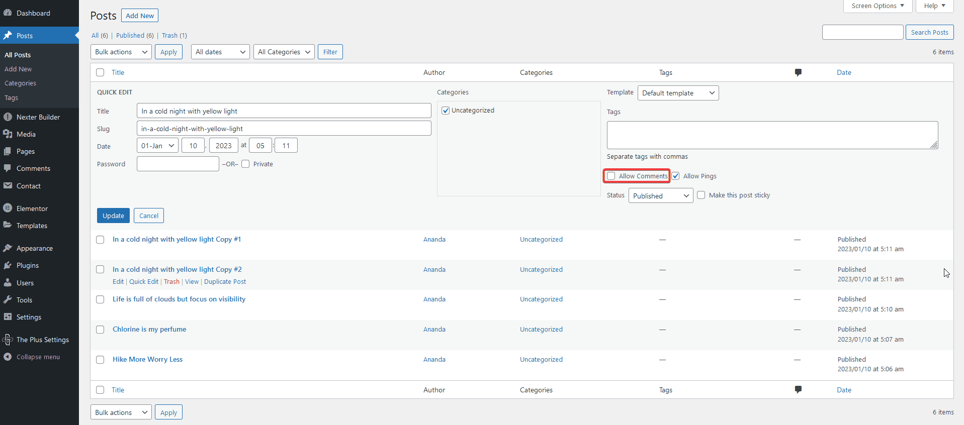 How to Disable Comments for WordPress Posts & Custom Post Types? disable comments quick edit
