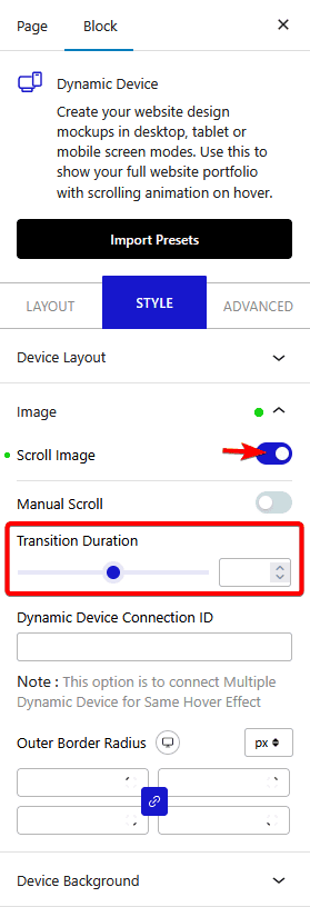 How to add website scrolling device mockup in WordPress?