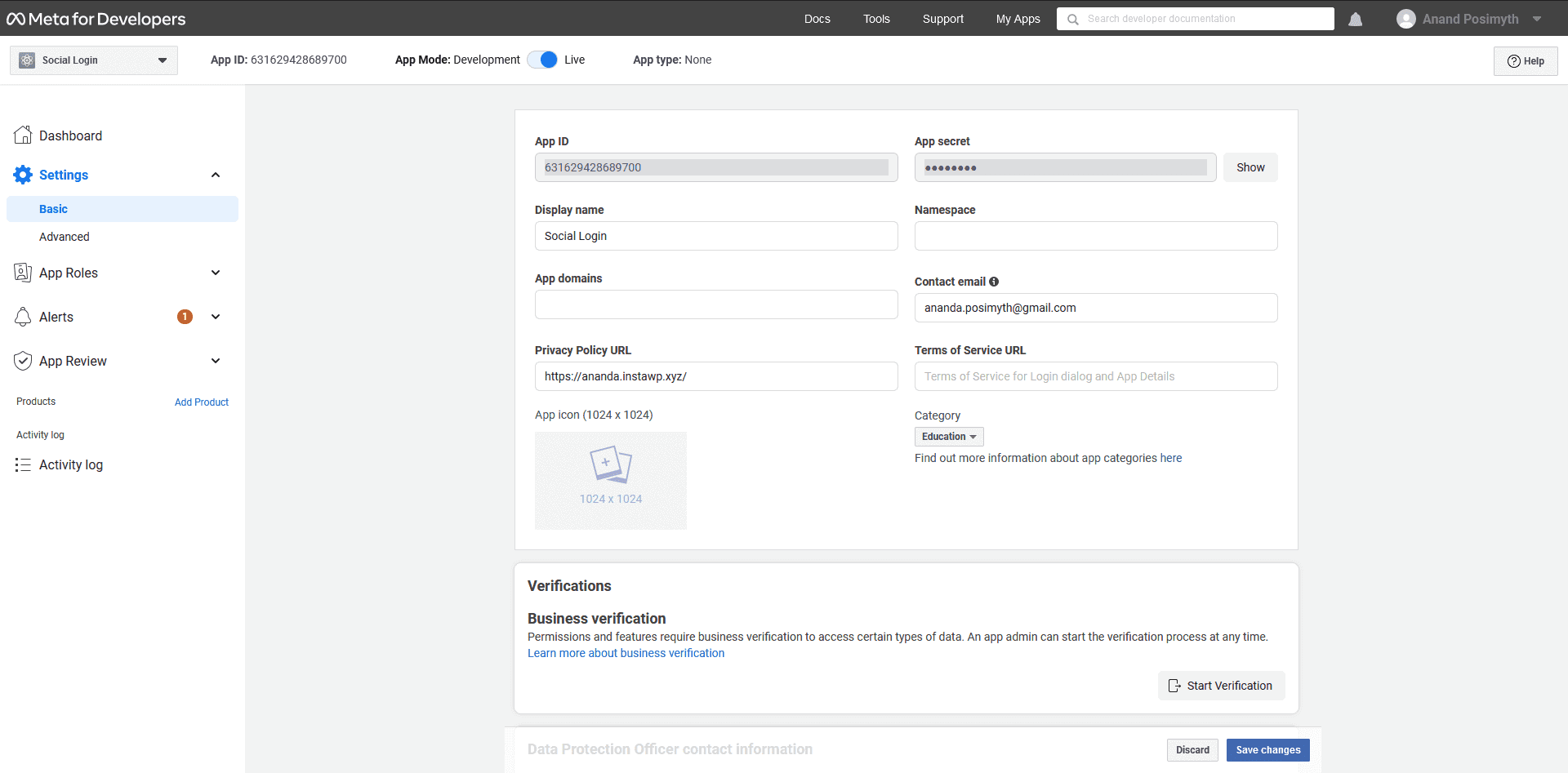 facebook app id secret 9