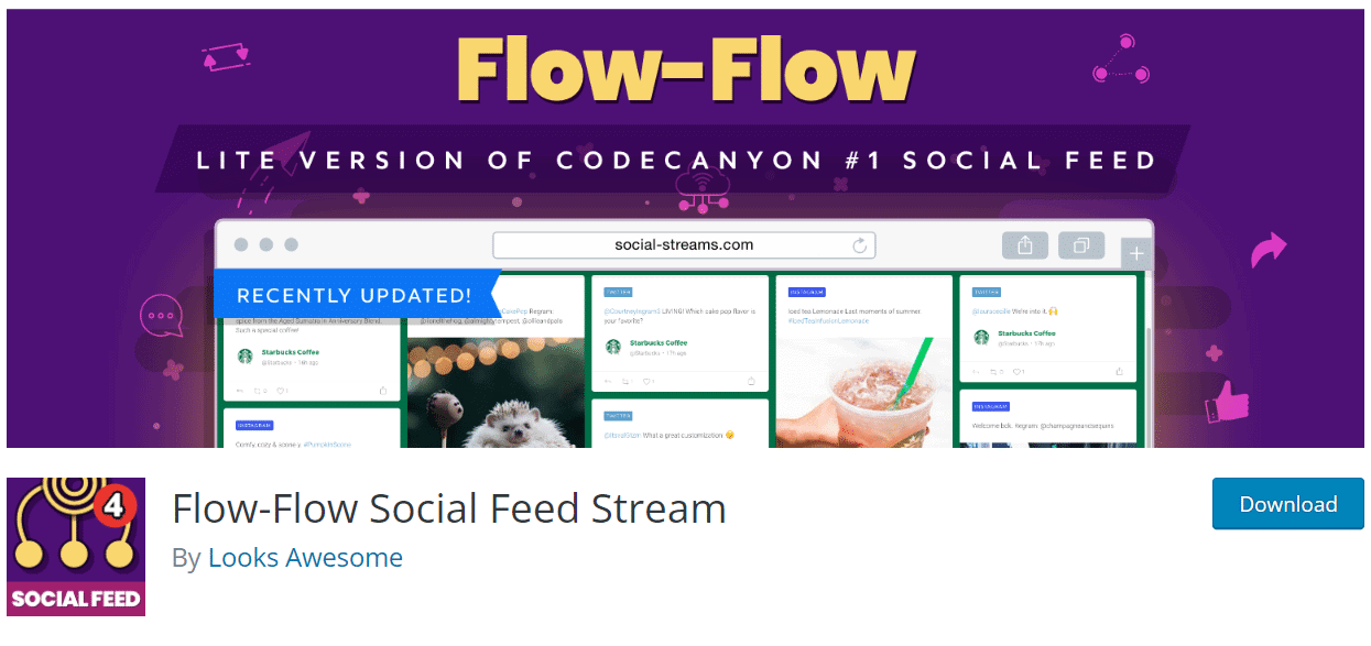Flow-Flow Social Stream WordPress Facebook feed plugin homepage