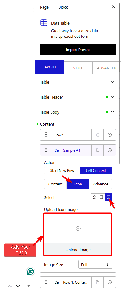 How to Insert Images in Table Cell Content in WordPress?