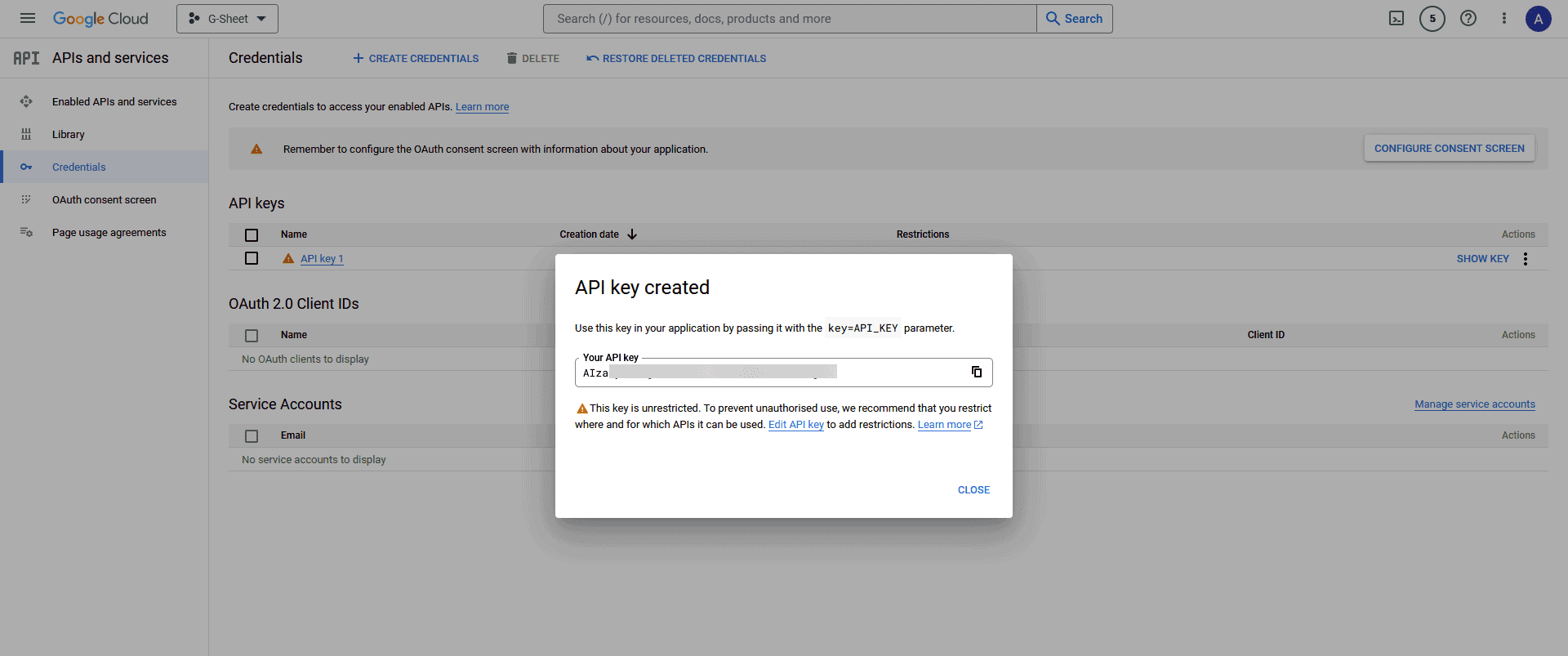 How to Import Data From Google Sheets in WordPress Table? google api key 6