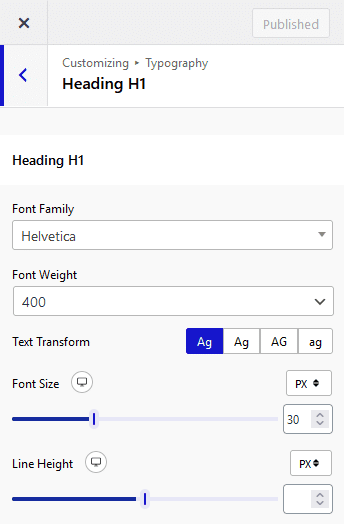 Make Unique Content Style With Typography nexter customizer typography heading
