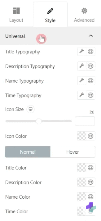 Style controls for Twitter feeds in the Nexter Blocks WordPress plugin