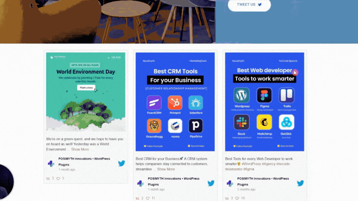 Open tweet content on click feature in Nexter Blocks Twitter feed plugin