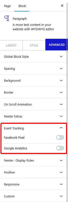 How to Use Advanced Tab in Nexter Blocks?