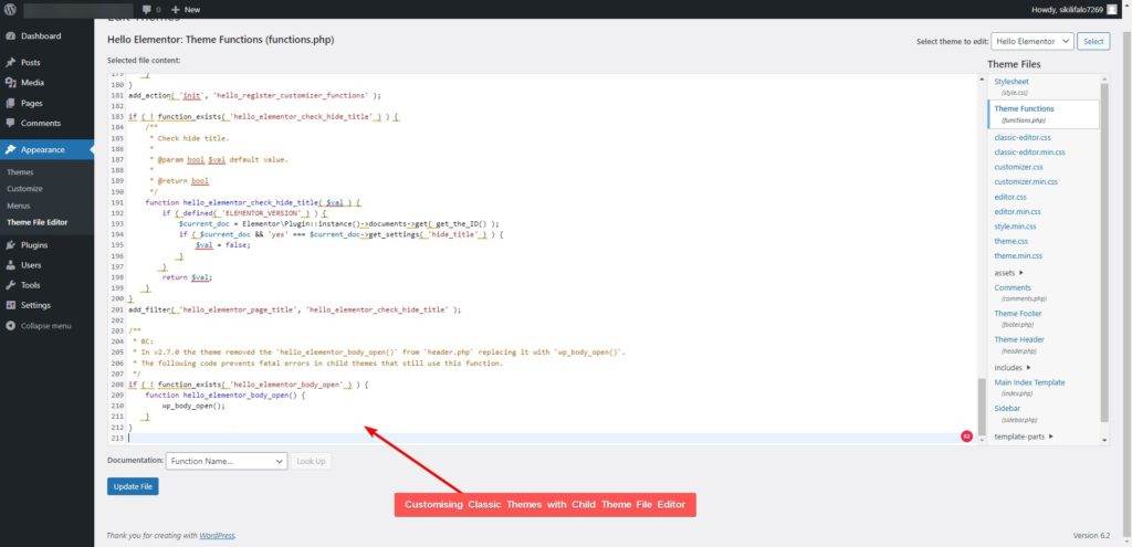 WordPress classic theme PHP template file structure