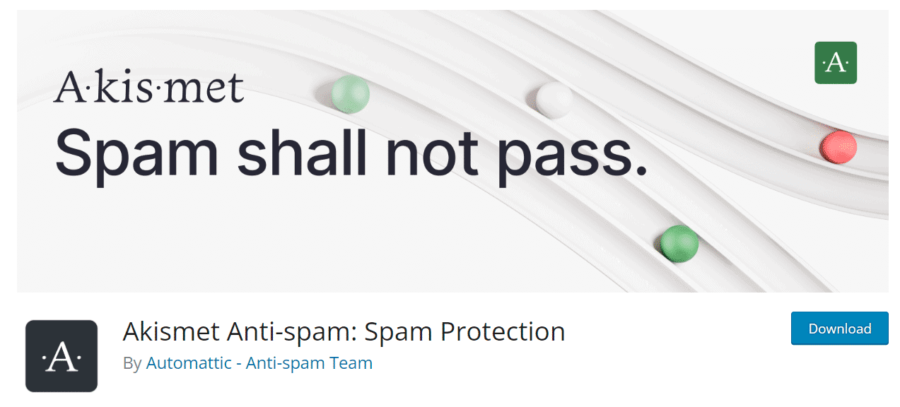 Akismet anti-spam plugin for WordPress dashboard