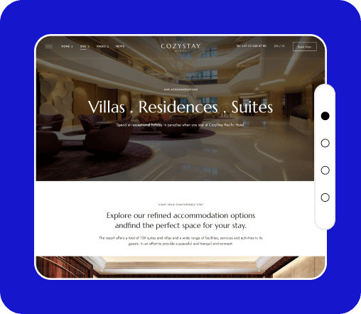 One Page Scroll Navigations Block For WordPress Hotel Booking Website Vertical Dots Navigation