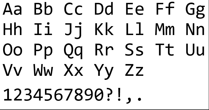 Consolas programming font preview