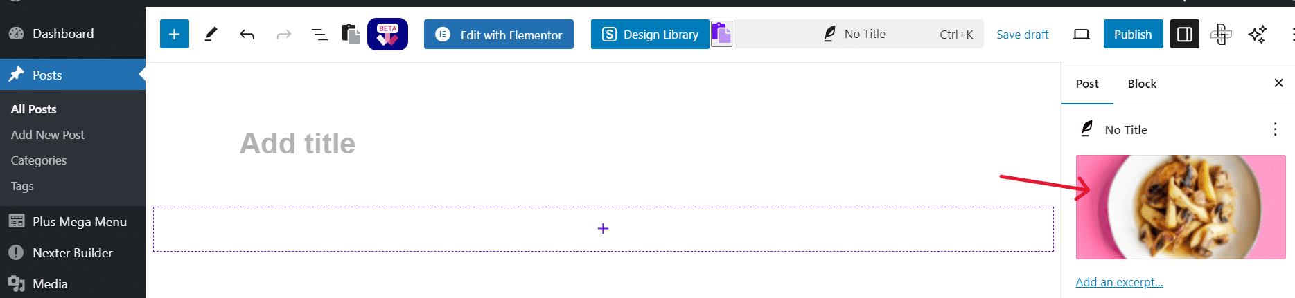 Featured image displayed automatically at the top of a WordPress post