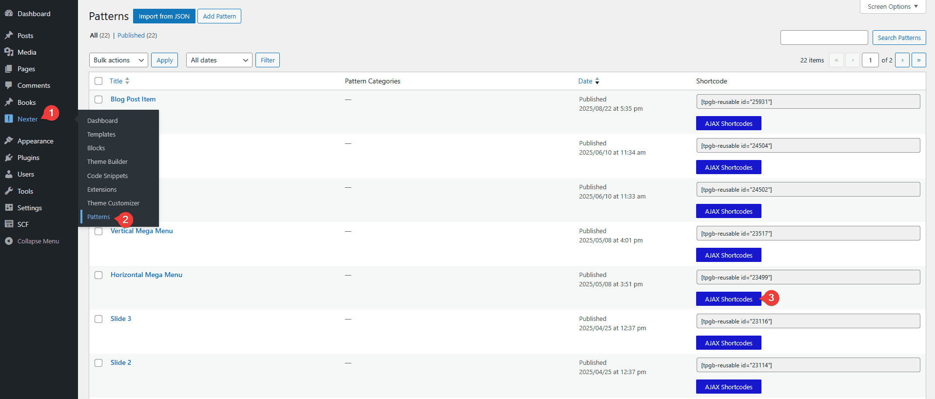 How to Enable AJAX Loading for WordPress Patterns in Nexter Blocks?