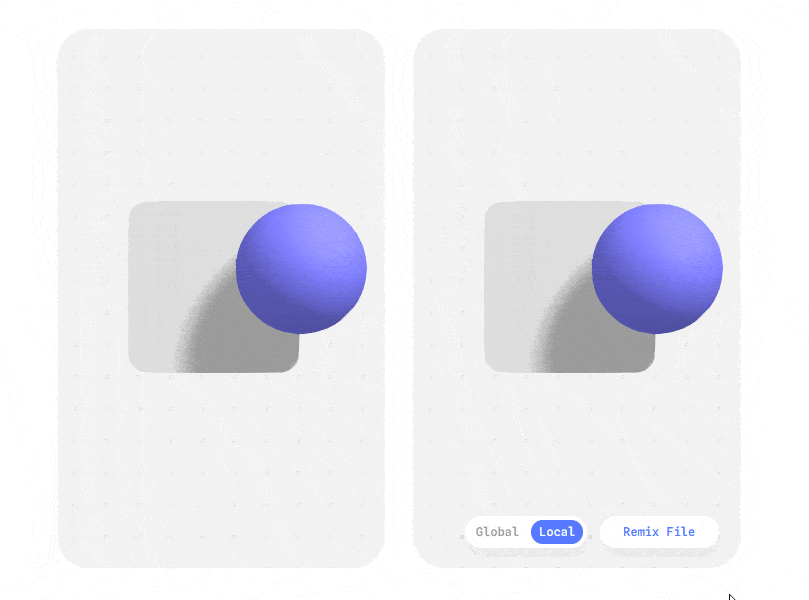 Spline 3D Viewer local and global target area demo in Nexter Blocks