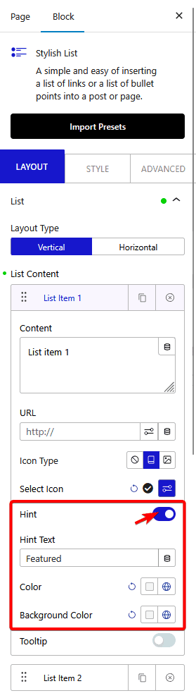 How to Add Label Tab to WordPress Icon List?