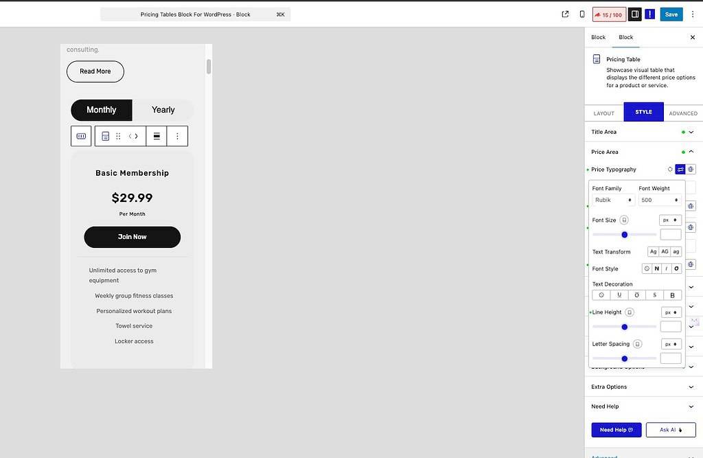 How to Create Multi Column Pricing Table in WordPress (Gutenberg)