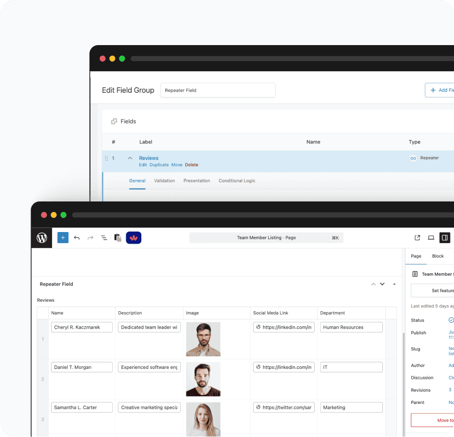 Dynamic Repeater-field Listing for WordPress Dynamic Repeater-field Listing for WordPress