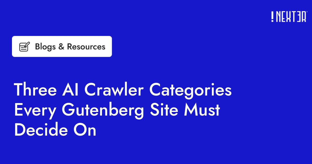 WordPress robots.txt for AI Crawlers: A Gutenberg Builder Guide (2026) Three AI crawler categories every Gutenberg WordPress site must decide on — GPTBot, ClaudeBot, PerplexityBot