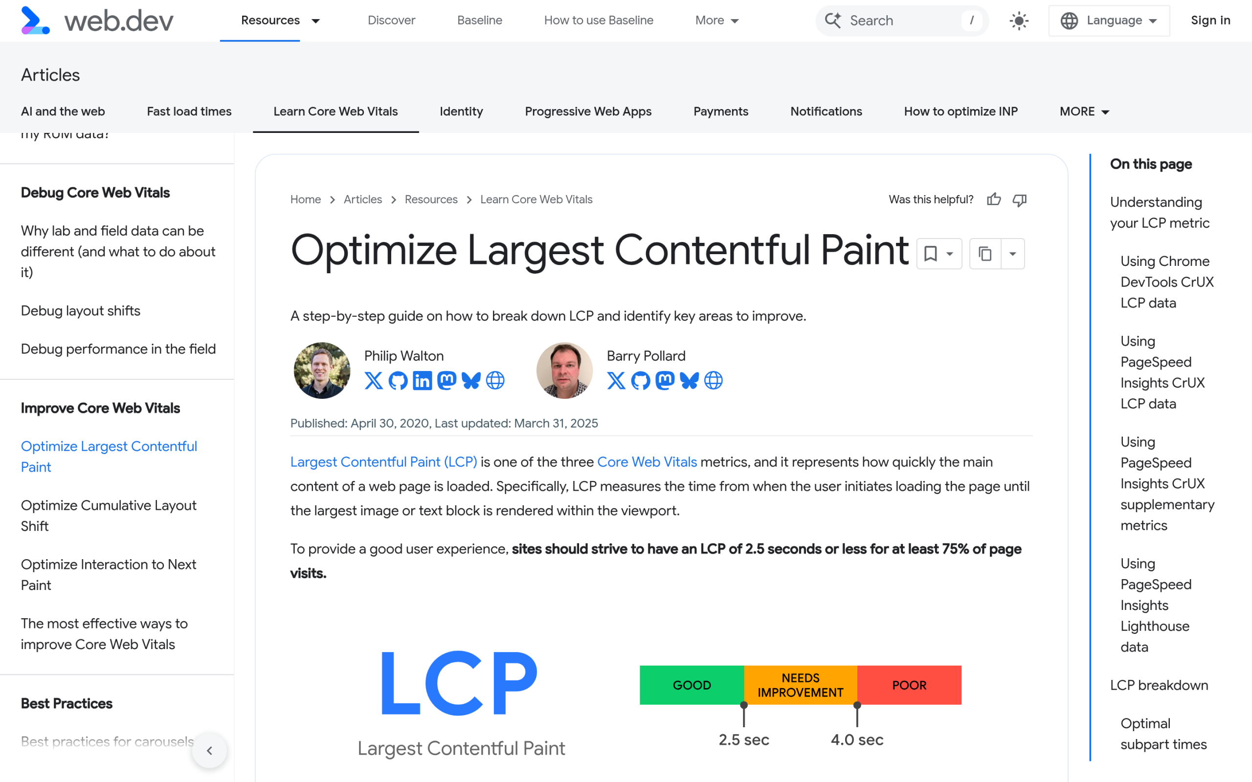 Gutenberg Core Web Vitals: How to Speed Up a Block-Theme WordPress Site in 2026 web.dev guide on optimizing Largest Contentful Paint