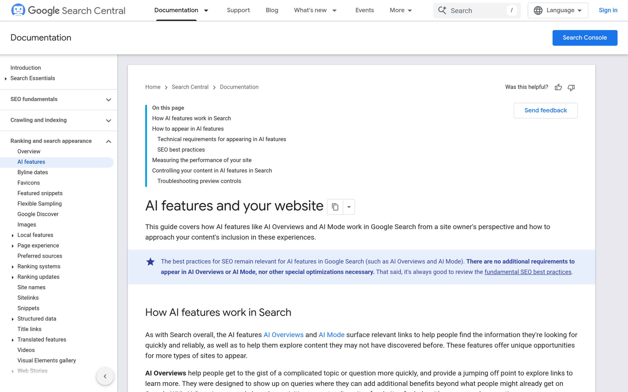 Google documentation stating no special schema.org structured data is needed to appear in AI features