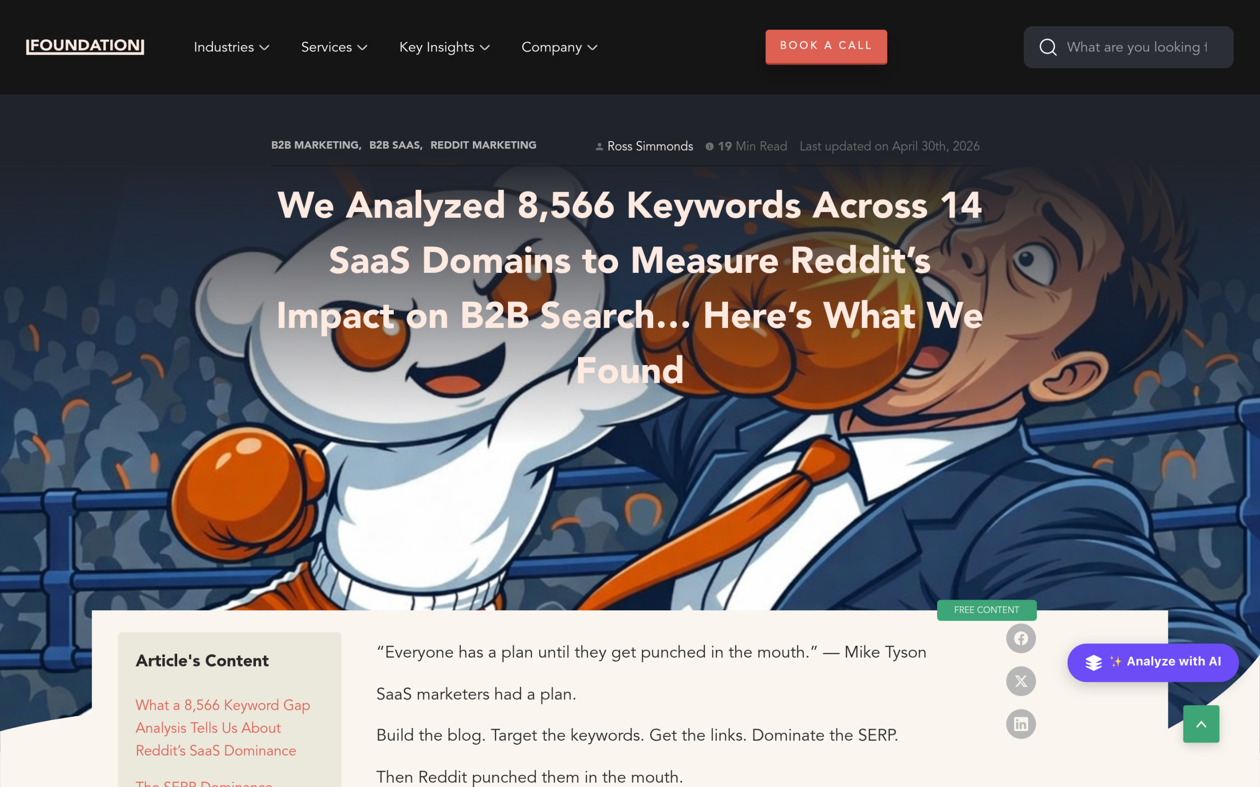 Reddit SEO: Why Reddit Outranks Your Blog (and How to Compete) Study showing Reddit outranking B2B SaaS vendors across 8,566 buyer keywords