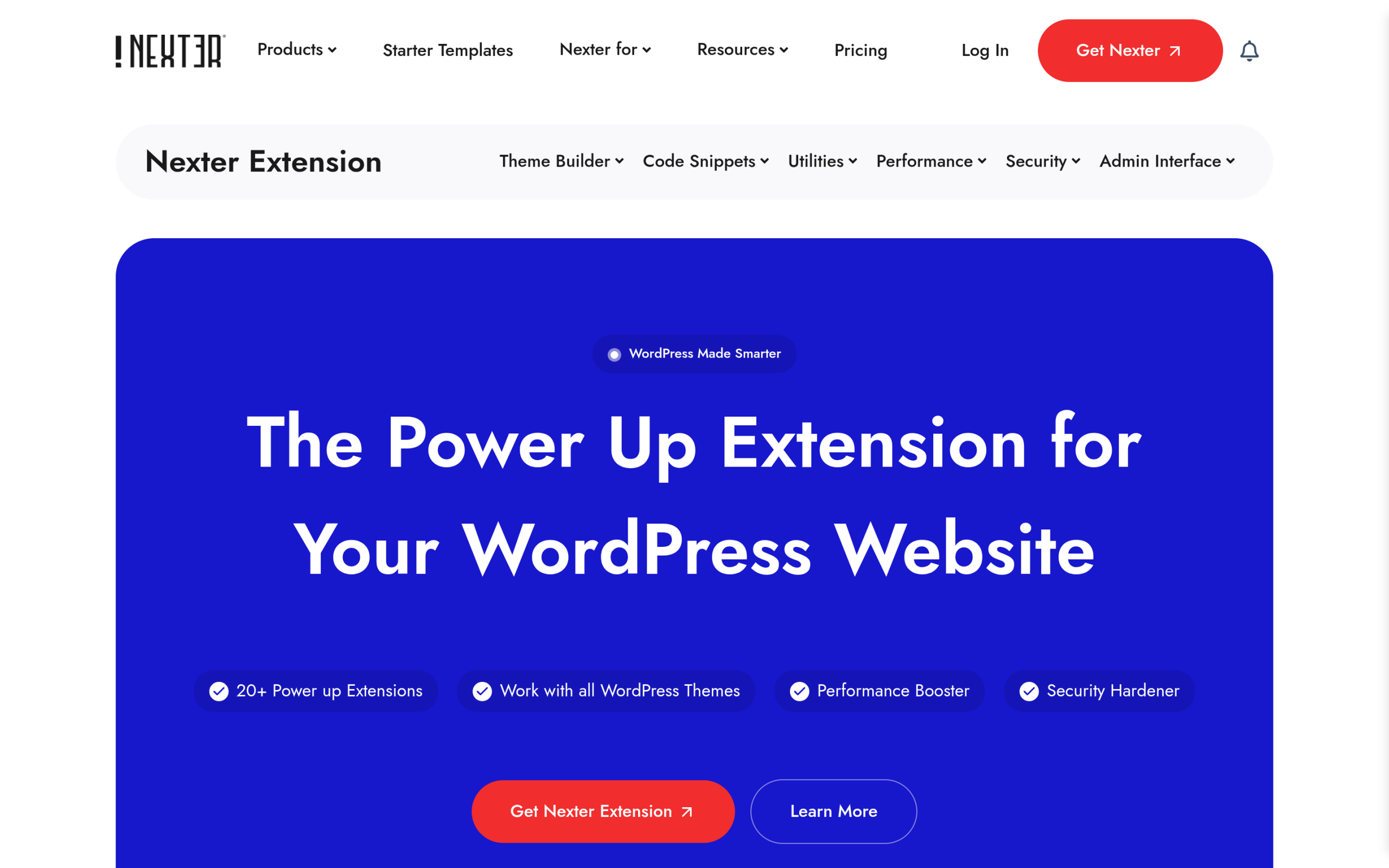 Nexter Extension security features for WordPress hardening