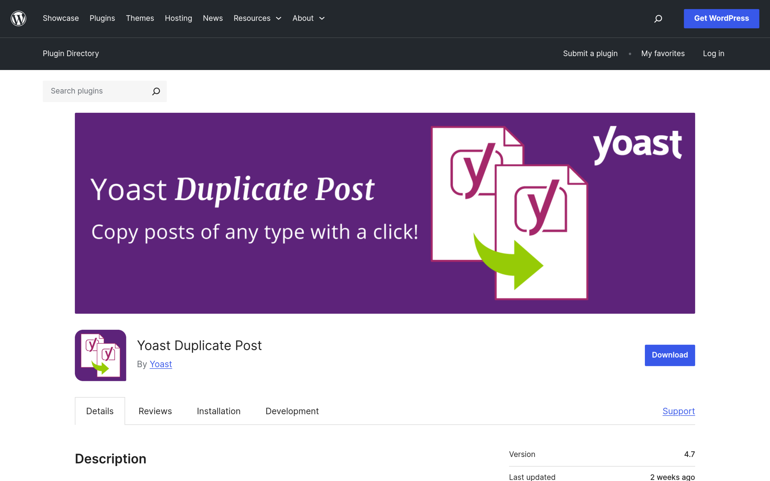 Yoast Duplicate Post plugin on WordPress.org with 4 million active installs and Rewrite and Republish feature