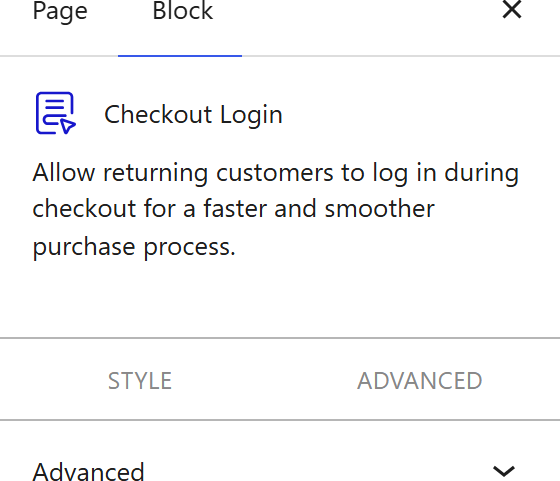 How to Use the Checkout Login Block - settings
