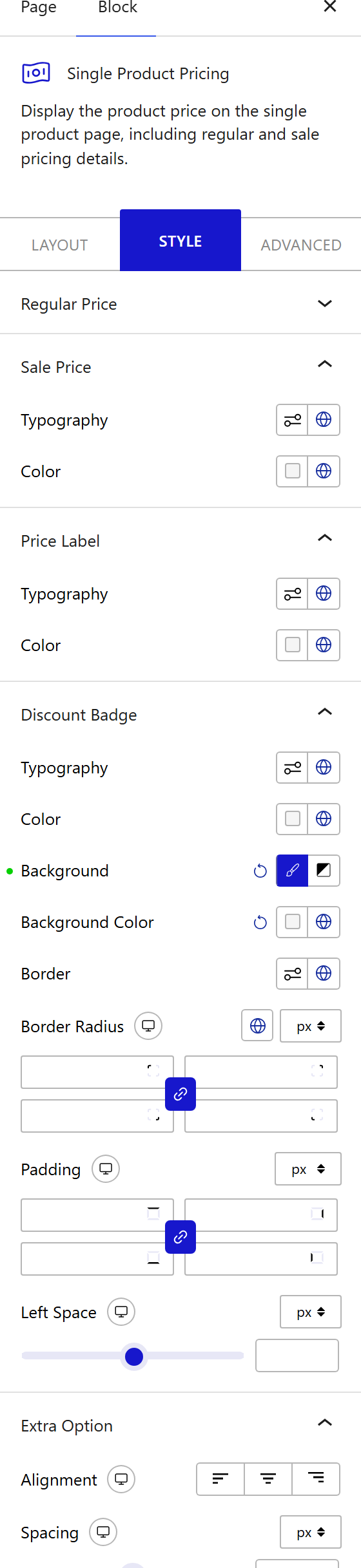 How to Style the Single Product Pricing Block - Style tab
