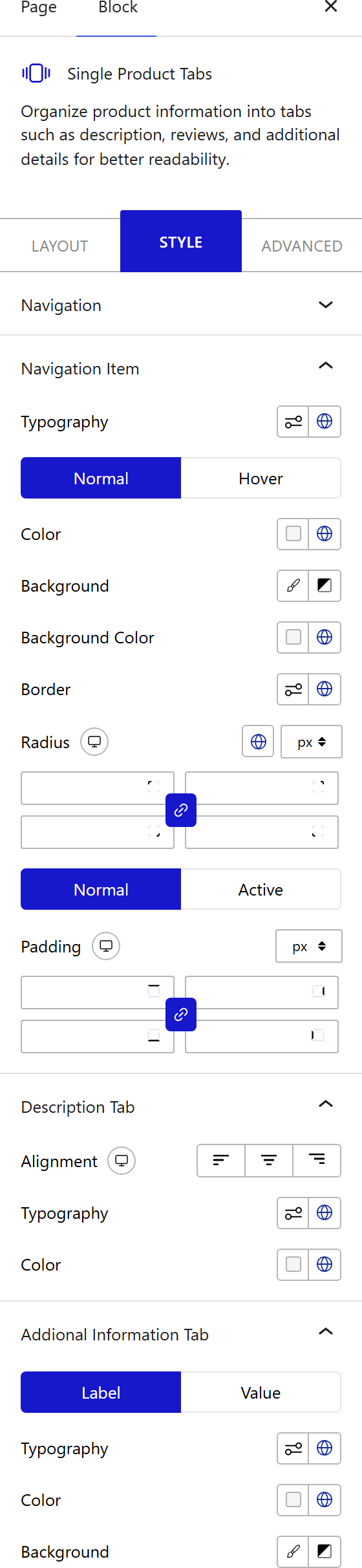 How to Style the Single Product Tabs Block - Style tab